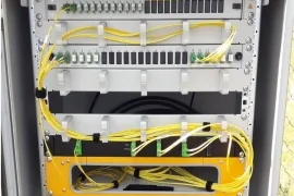Fiber distribution frame with yellow patch cables